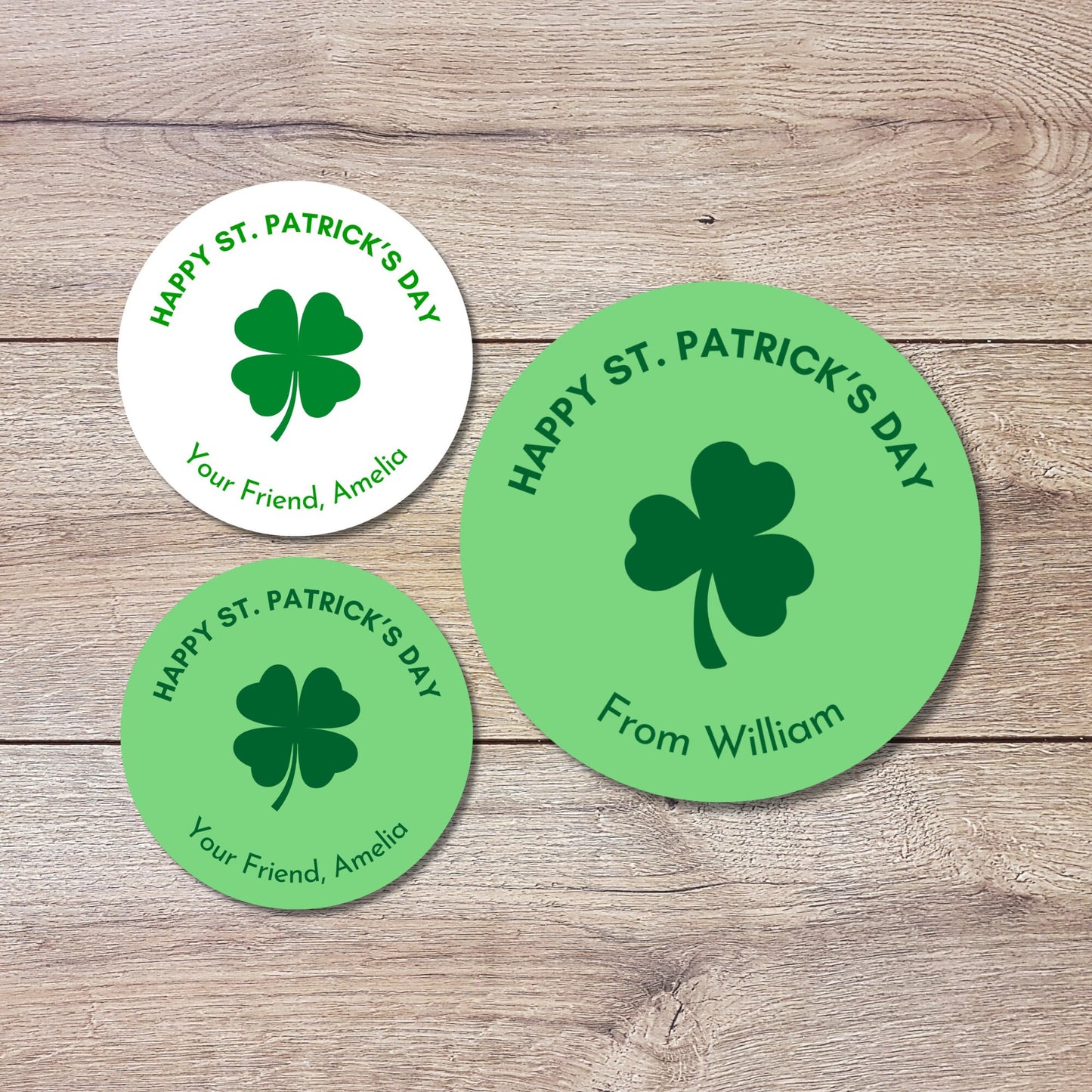 St. Patrick's Day Shamrock Stickers, Personalized St Patrick's Party Favor Label, School Party Treat Bag Stickers, St Paddy's Day Irish
