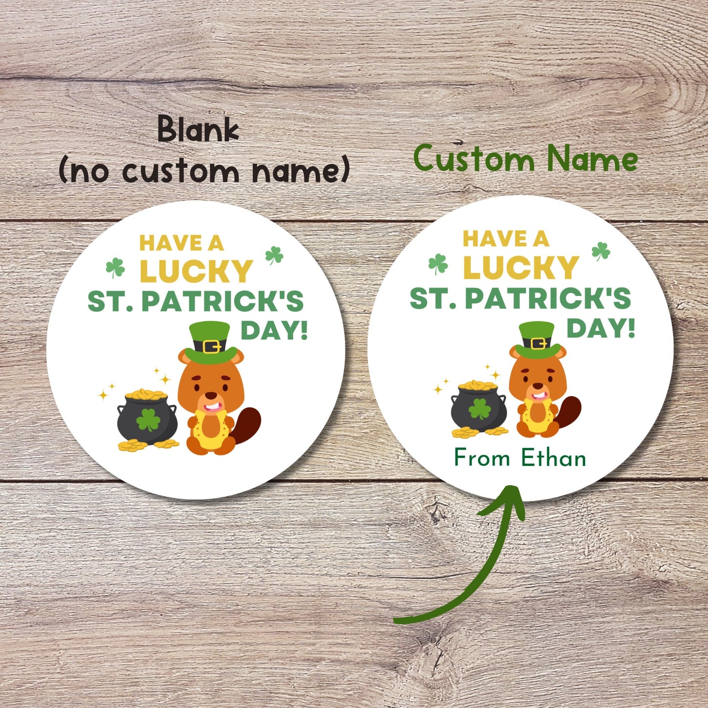 St. Patrick's Day Lucky Day Stickers, Personalized St Patrick's Party Favor Label, School Party Treat Bag Stickers, St Paddy's Day Irish