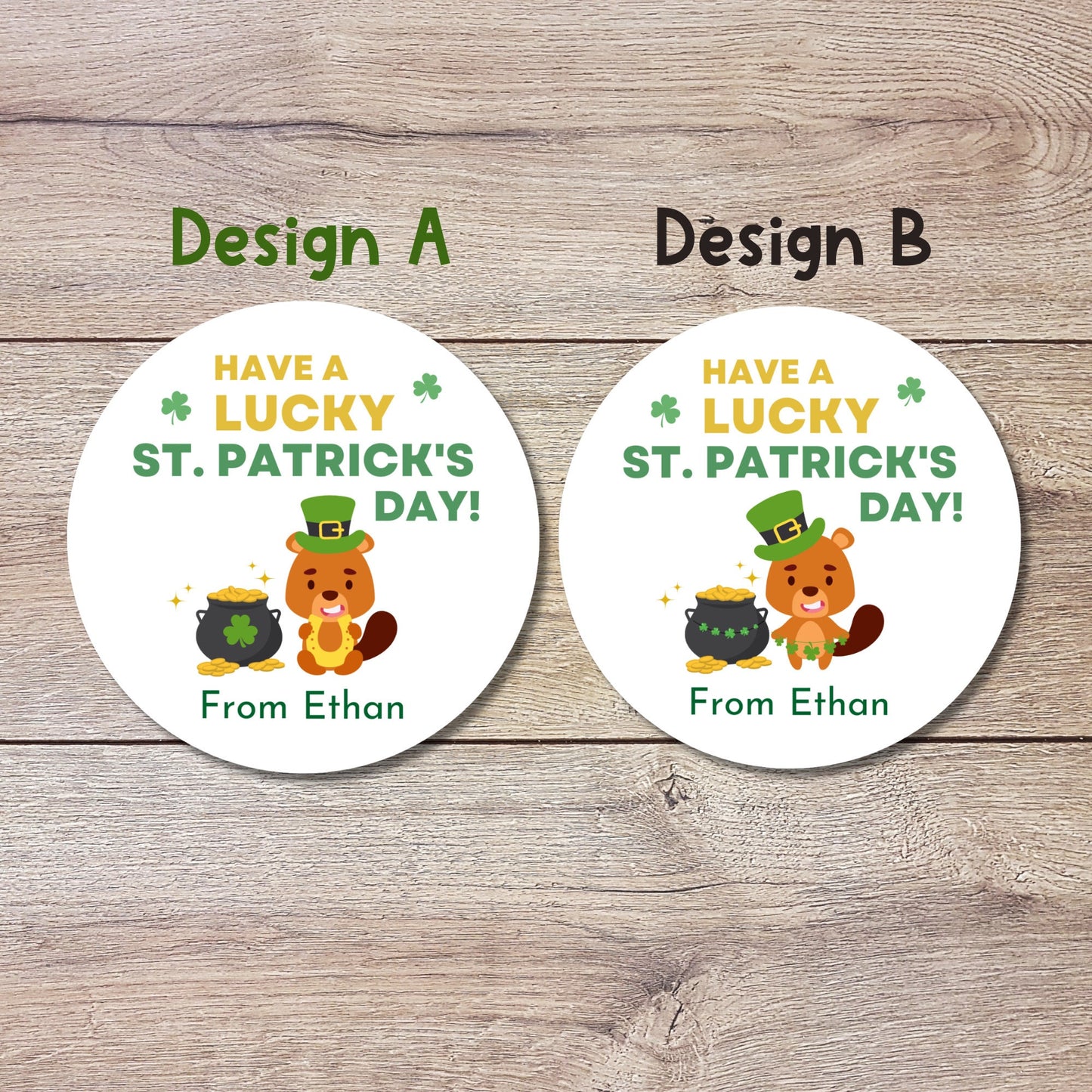 St. Patrick's Day Lucky Day Stickers, Personalized St Patrick's Party Favor Label, School Party Treat Bag Stickers, St Paddy's Day Irish