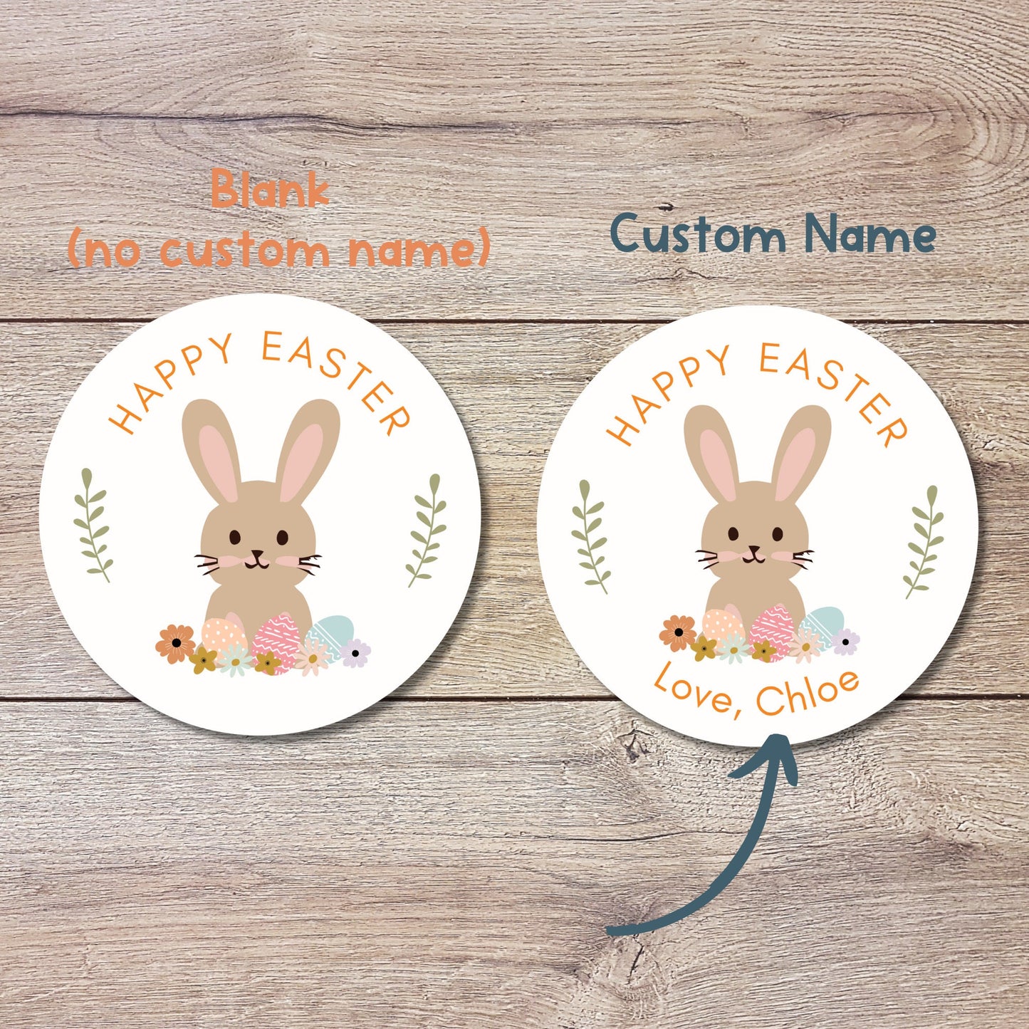 Personalized Easter Stickers, Matte or Glossy Finish, Custom Happy Easter Label, Easter Gift Basket Treat Bag Sticker, Cute Easter Stickers