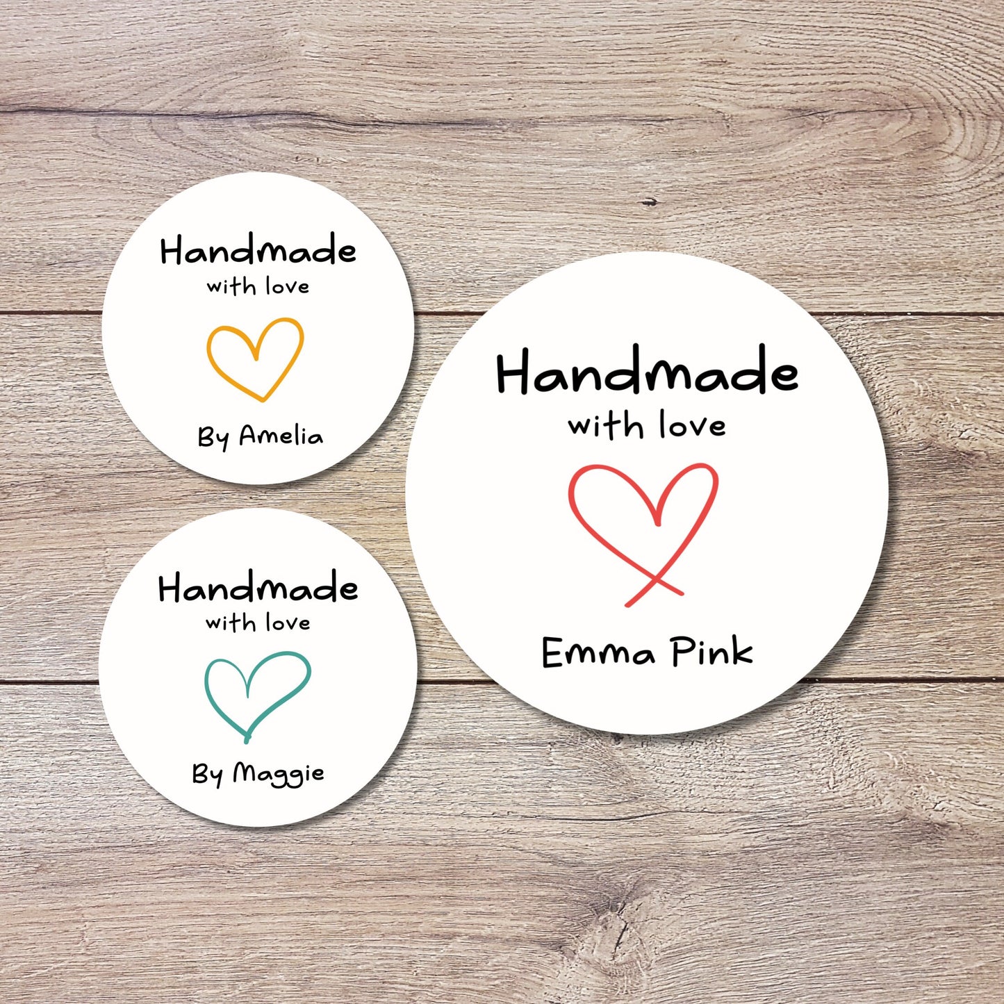 Personalized Handmade with Love Stickers, Customized Baked Goods Labels, Matte or Glossy Finish, Small Business Product Packaging Labels