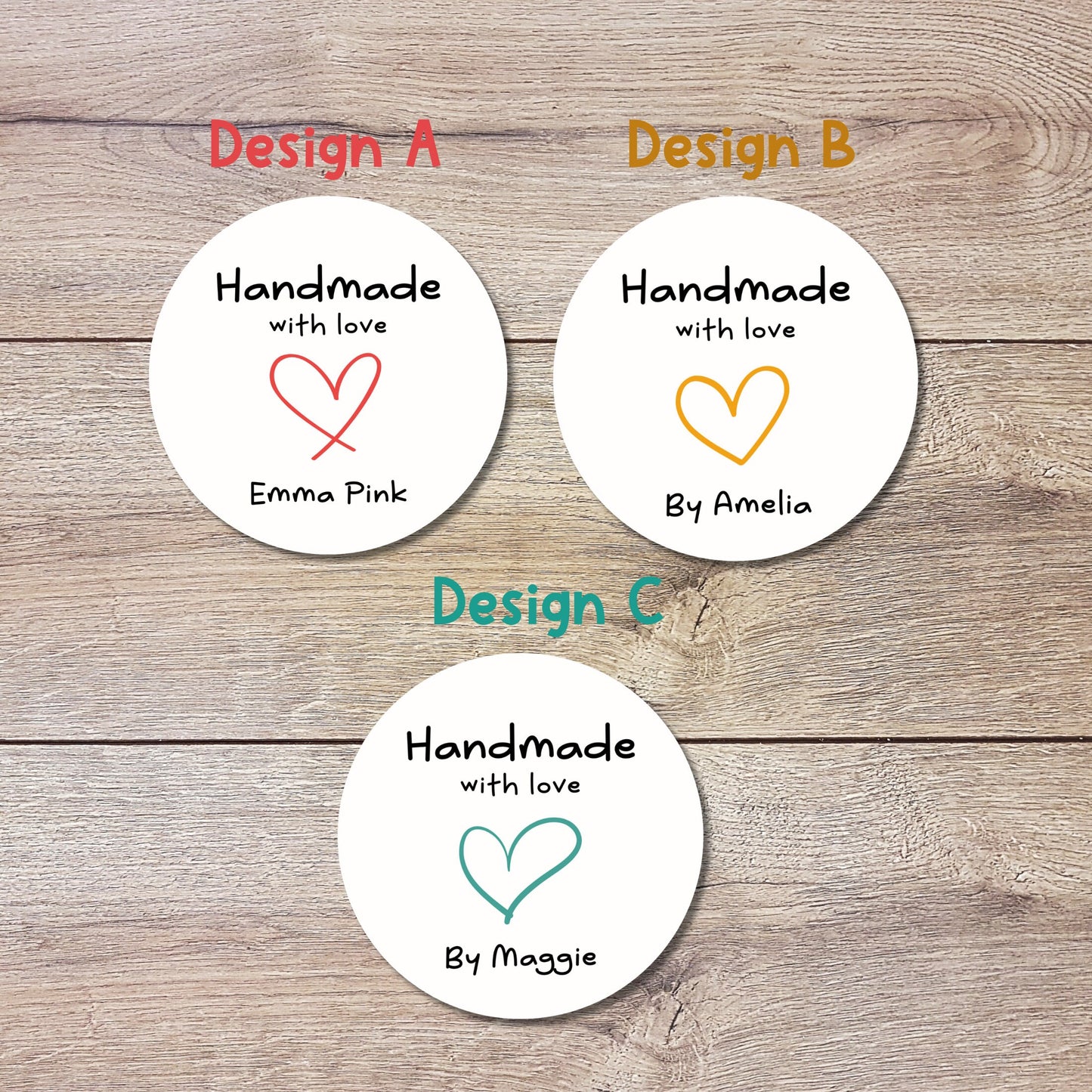 Personalized Handmade with Love Stickers, Customized Baked Goods Labels, Matte or Glossy Finish, Small Business Product Packaging Labels
