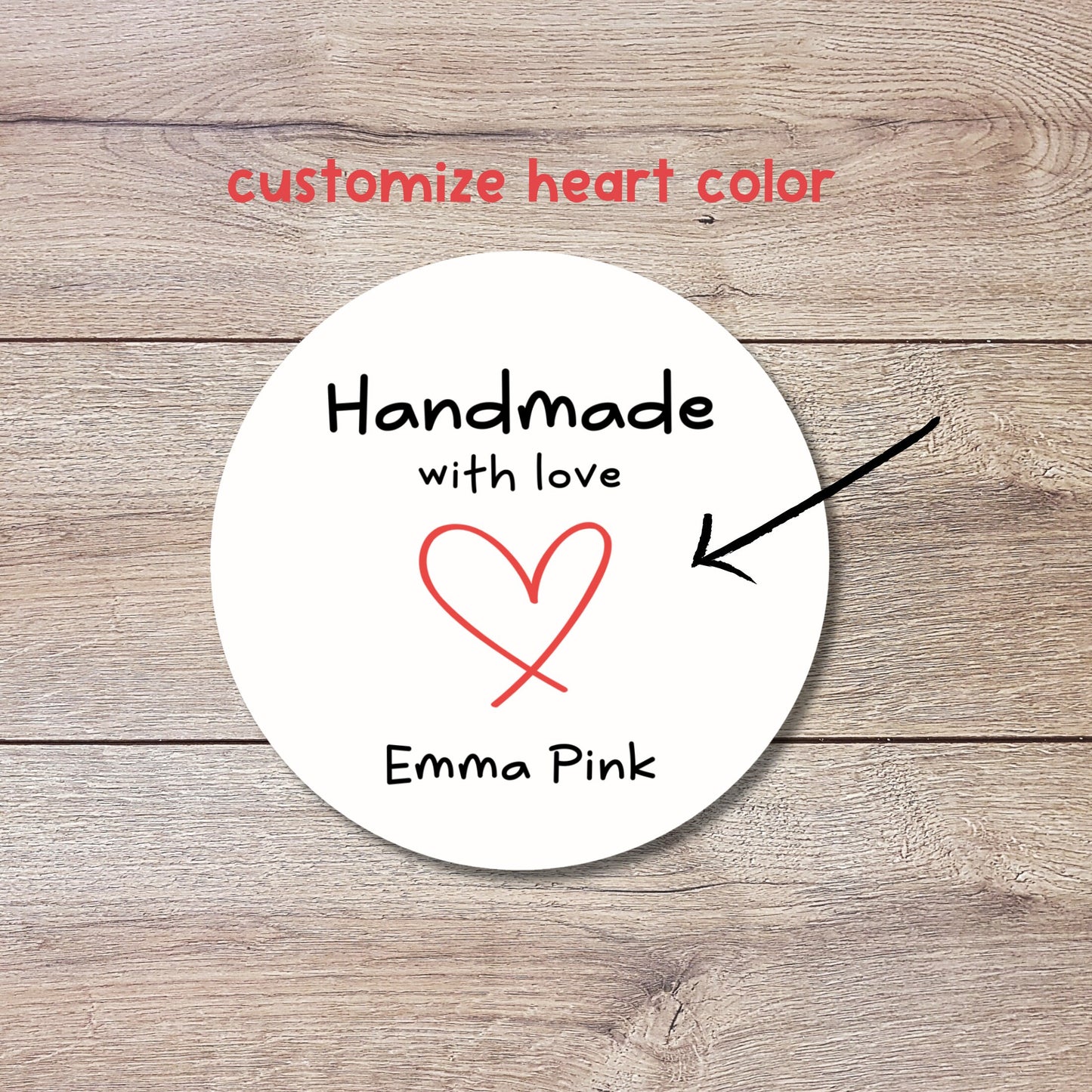 Personalized Handmade with Love Stickers, Customized Baked Goods Labels, Matte or Glossy Finish, Small Business Product Packaging Labels
