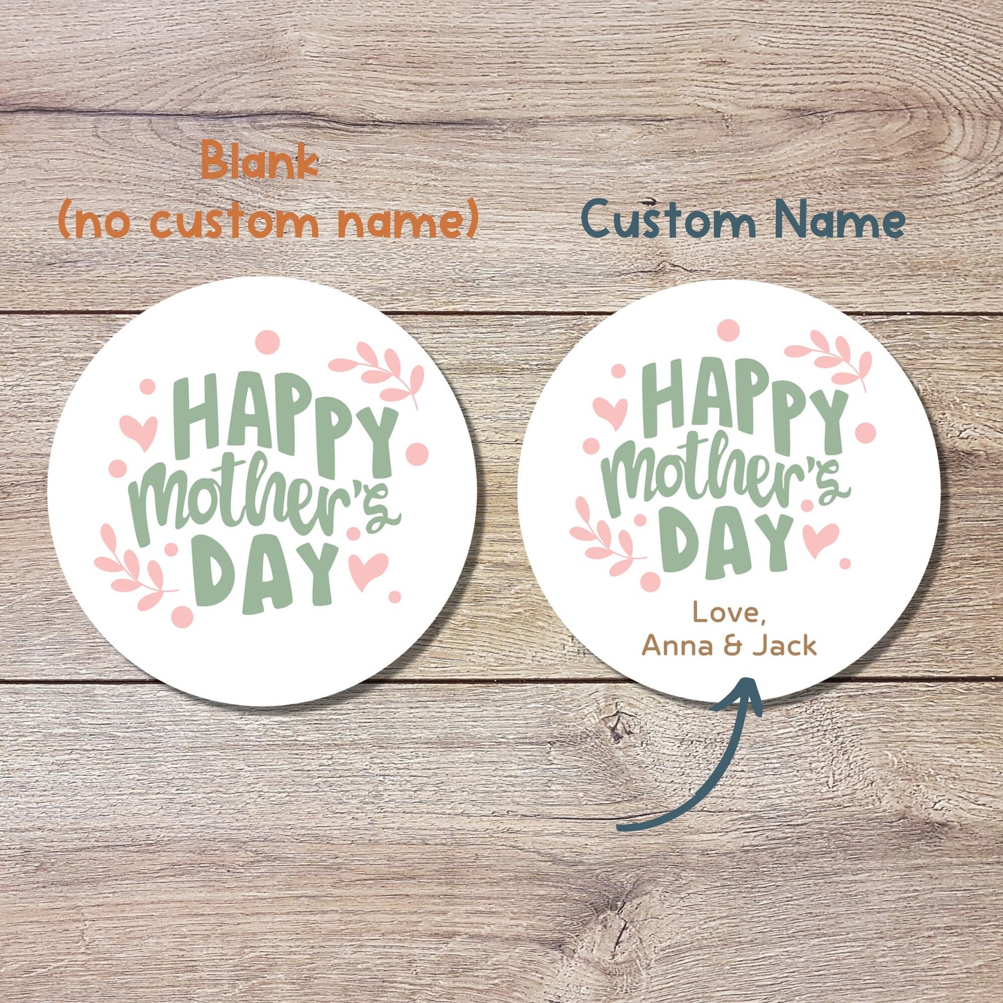 Mother's Day Stickers, Personalized Mother's Day Labels, Custom Happy Mother's Day Gift Party Favor Stickers, Matte or Glossy Finish