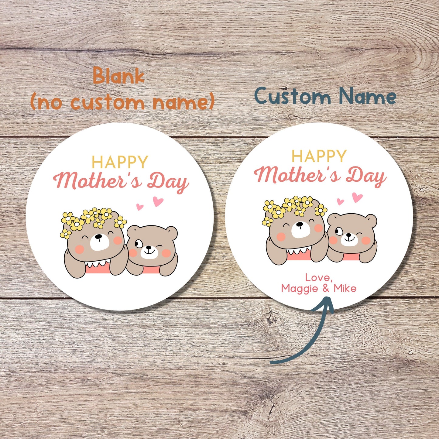 Mother's Day Stickers, Personalized Mother's Day Labels, Custom Happy Mother's Day Gift Party Favor Stickers, Matte or Glossy Finish
