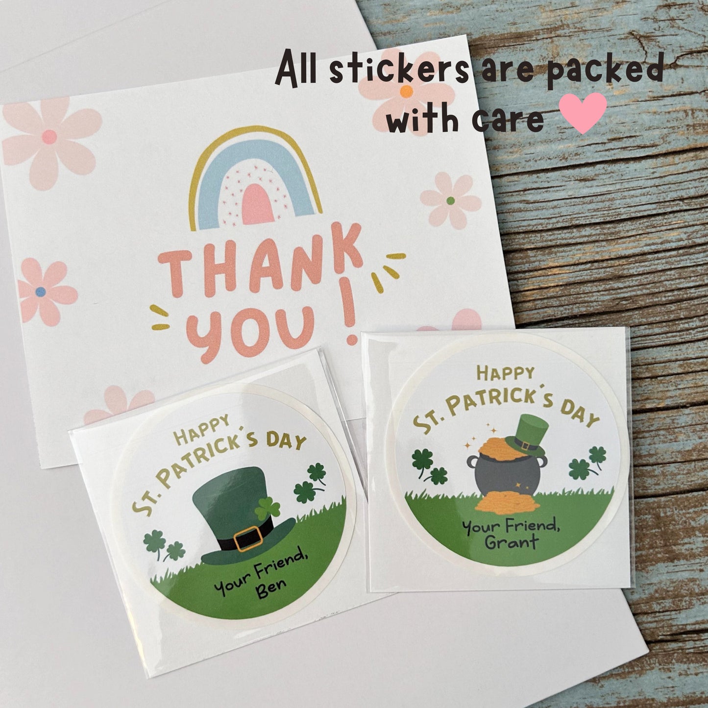 St. Patrick's Day Shamrock Stickers, Personalized St Patrick's Party Favor Label, School Party Treat Bag Stickers, St Paddy's Day Irish