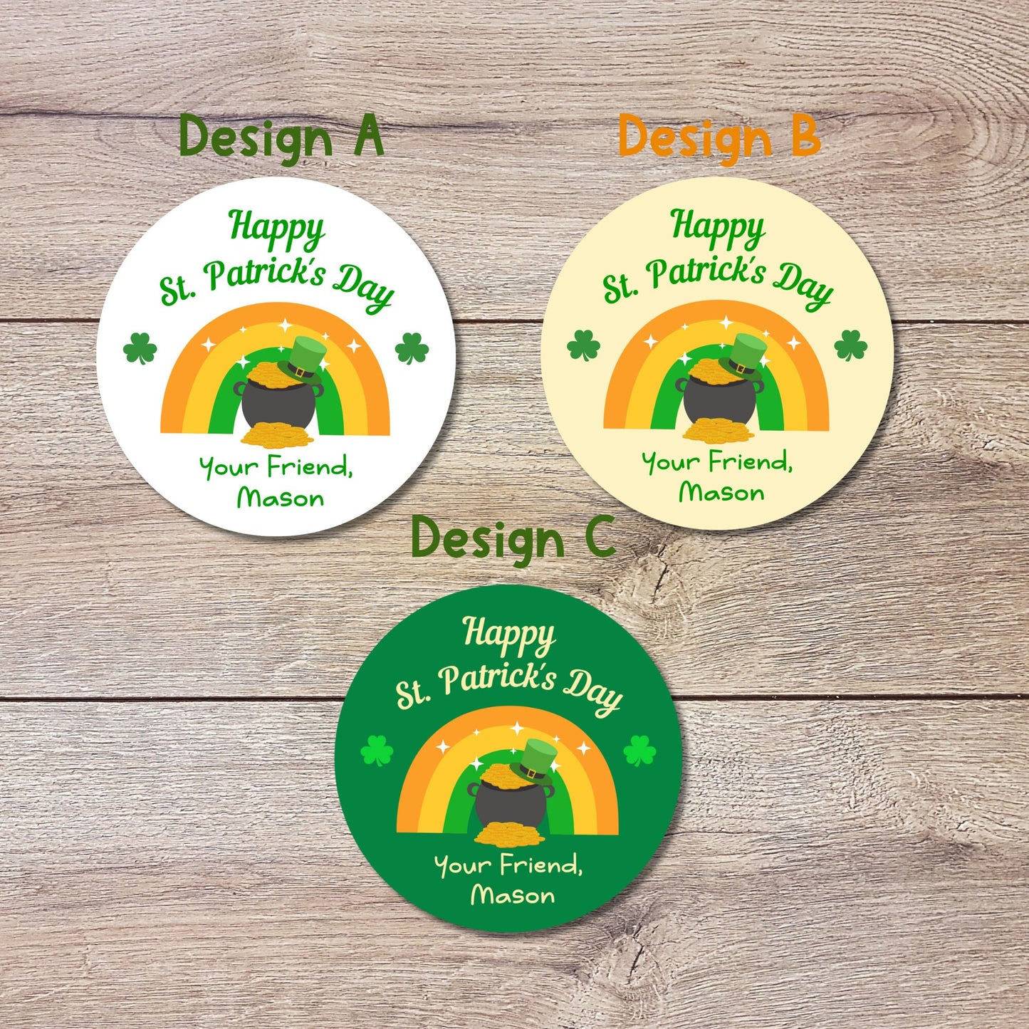 St. Patrick's Day Stickers, Personalized St Patrick's Party Favor Label, School Party Favor Treat Bag Stickers, St Paddy's Day Irish Sticker
