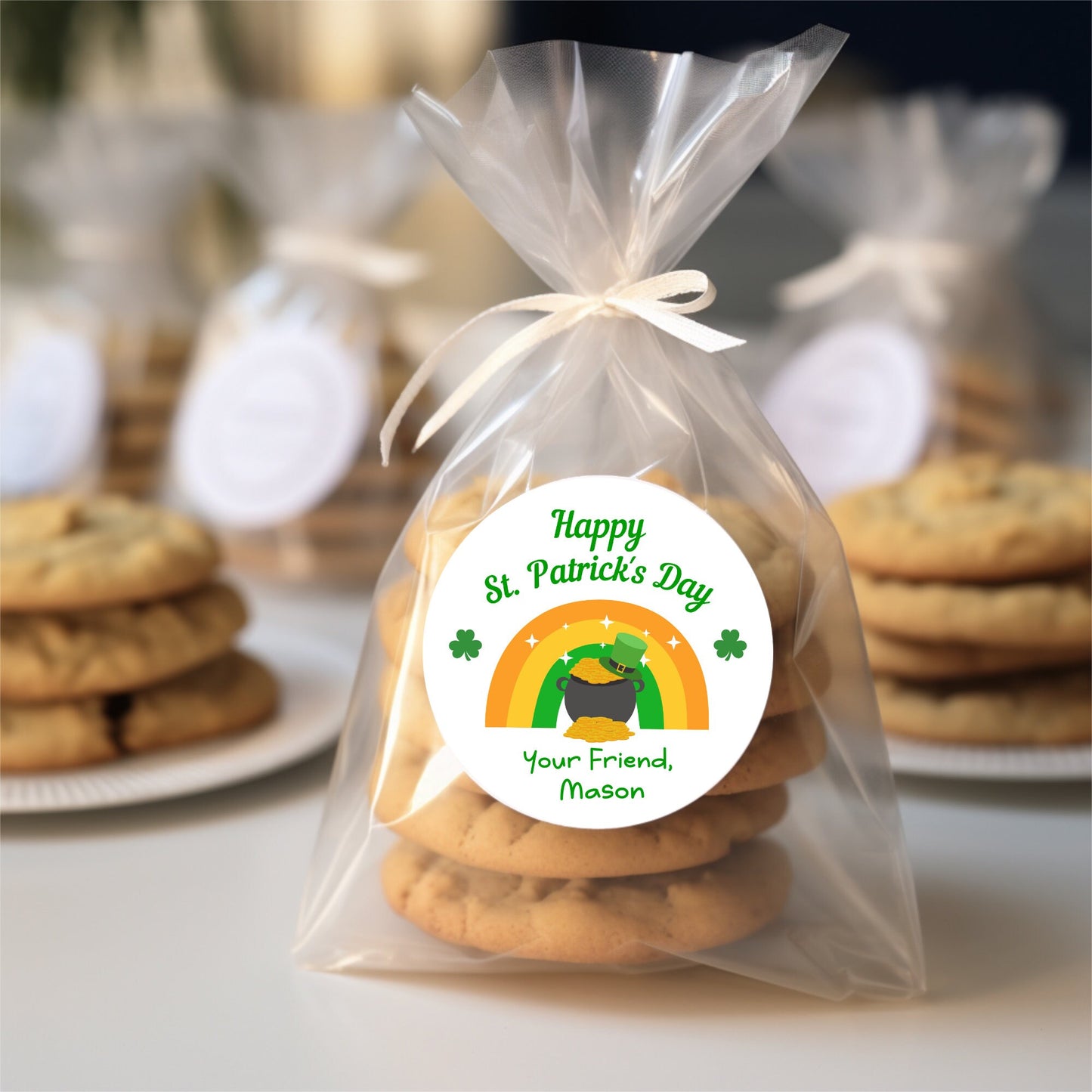 St. Patrick's Day Stickers, Personalized St Patrick's Party Favor Label, School Party Favor Treat Bag Stickers, St Paddy's Day Irish Sticker