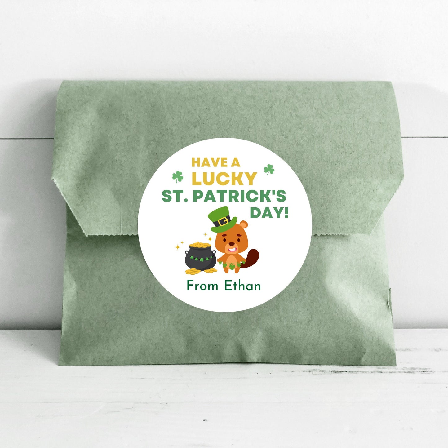 St. Patrick's Day Lucky Day Stickers, Personalized St Patrick's Party Favor Label, School Party Treat Bag Stickers, St Paddy's Day Irish