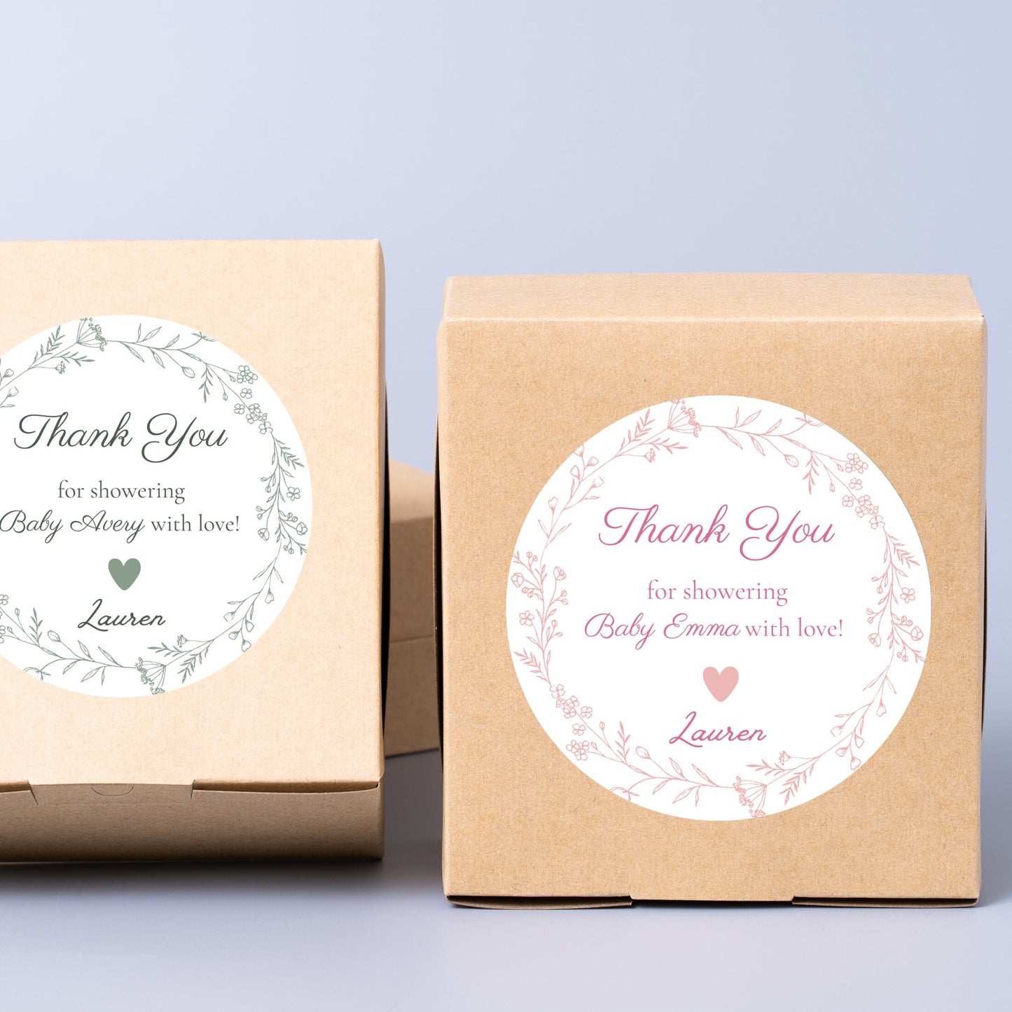 Personalized Baby Shower Stickers, Custom Thank You for Showering Our Baby with Love Labels, Mom to Be Sprinkling Baby Party Favor Sticker