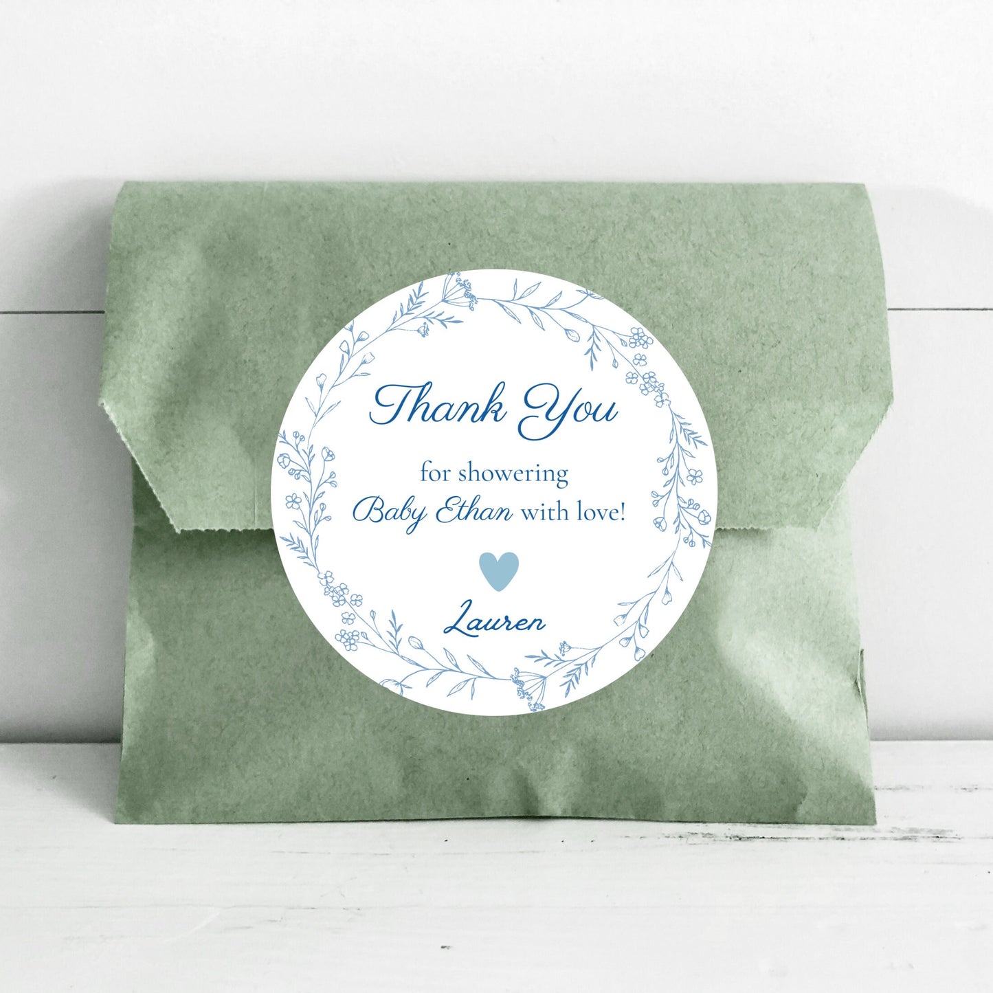 Personalized Baby Shower Stickers, Custom Thank You for Showering Our Baby with Love Labels, Mom to Be Sprinkling Baby Party Favor Sticker
