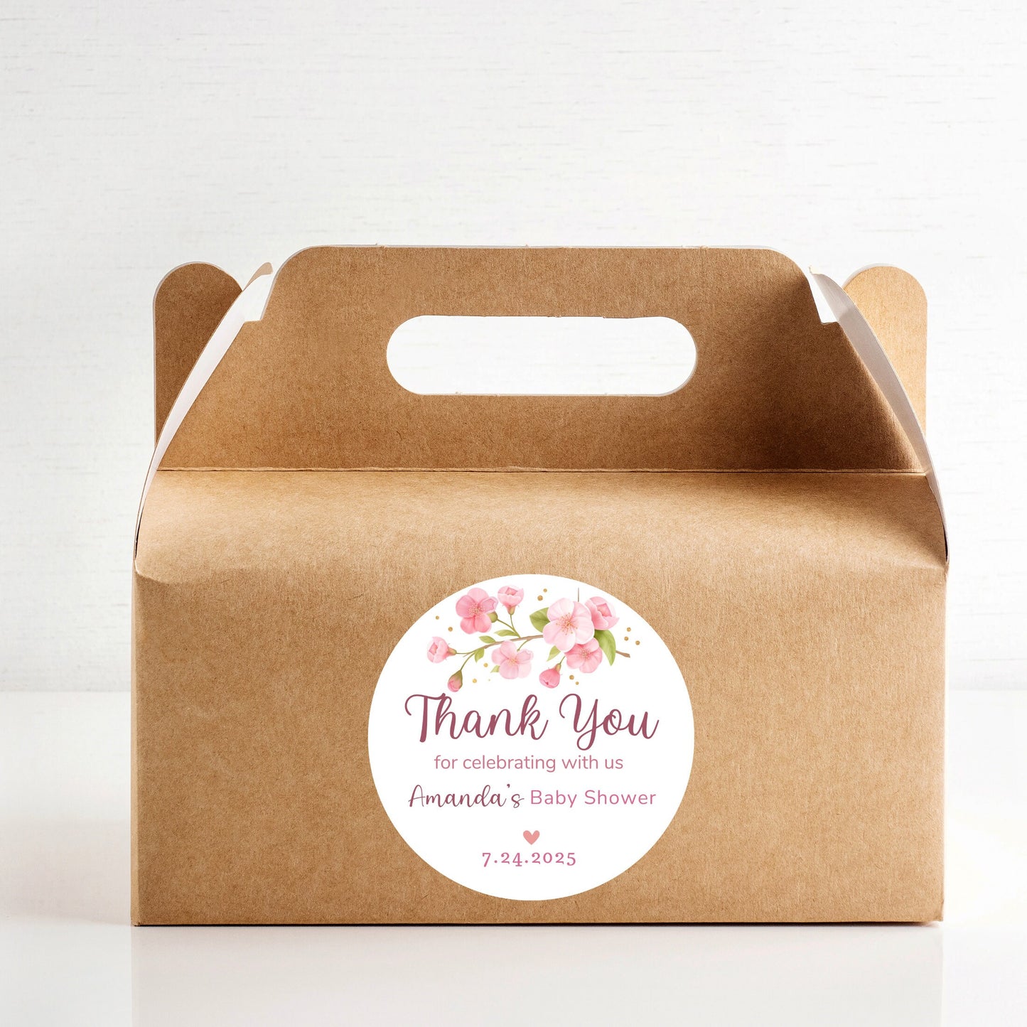 Baby Shower Stickers, Custom Floral Thank You for Showering Our Baby with Love Labels, Mom to Be Sprinkling Baby Party Favor Sticker
