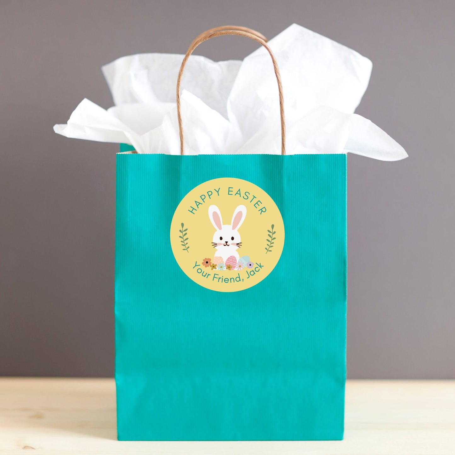 Personalized Easter Stickers, Matte or Glossy Finish, Custom Happy Easter Label, Easter Gift Basket Treat Bag Sticker, Cute Easter Stickers