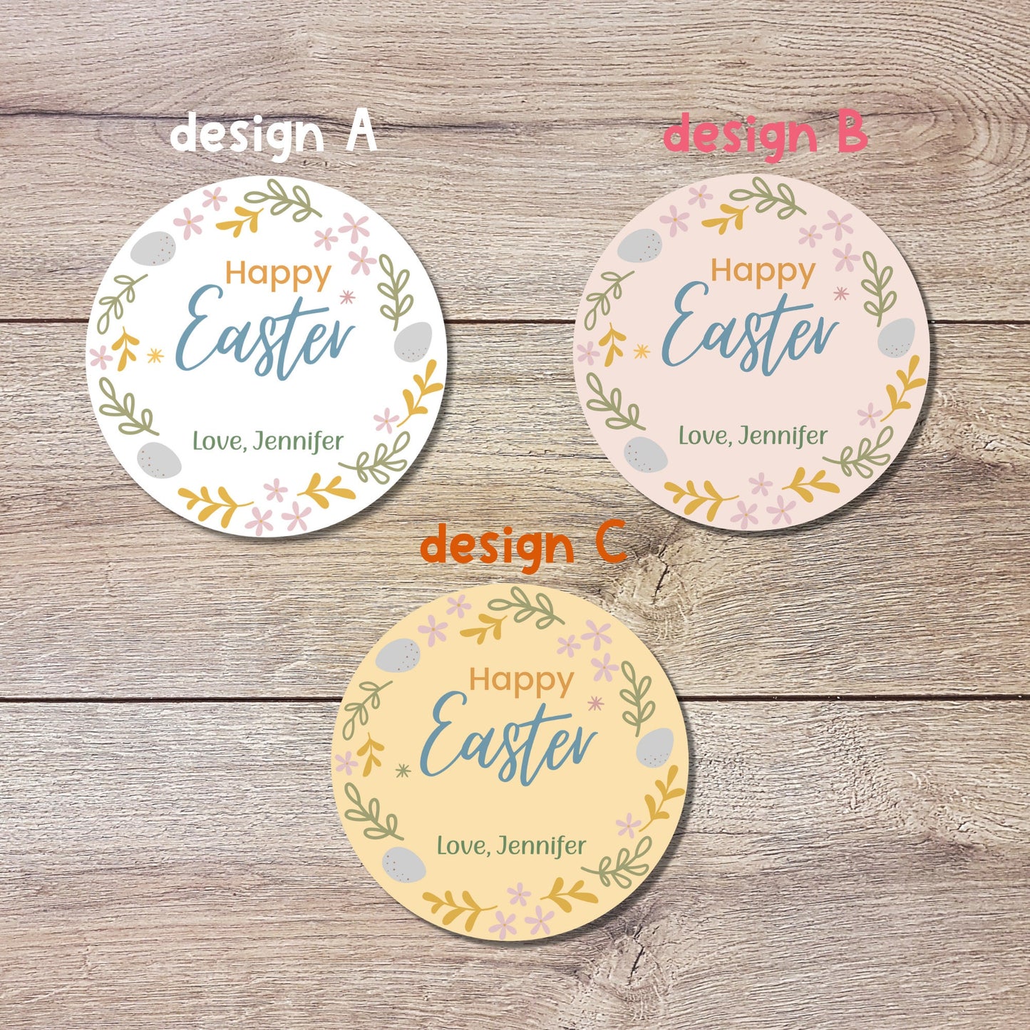 Personalized Easter Stickers, Matte or Glossy Finish, Custom Happy Easter Label, Easter Gift Basket Treat Bag Sticker, Cute Easter Stickers