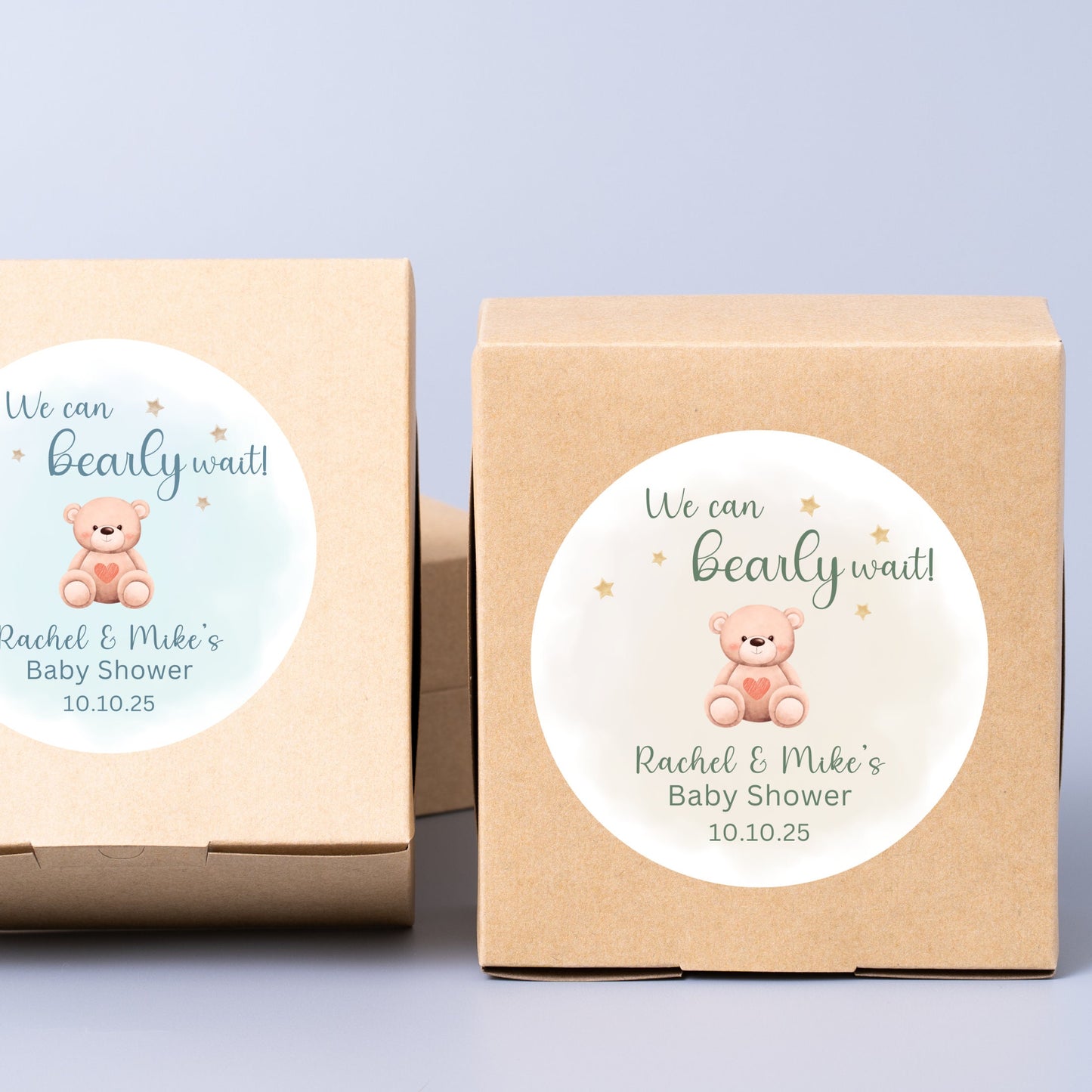 Personalized Baby Shower Stickers, Custom We Can Bearly Wait Party Favor Labels, Teddy Bear Baby Girl Baby Boy Shower Stickers