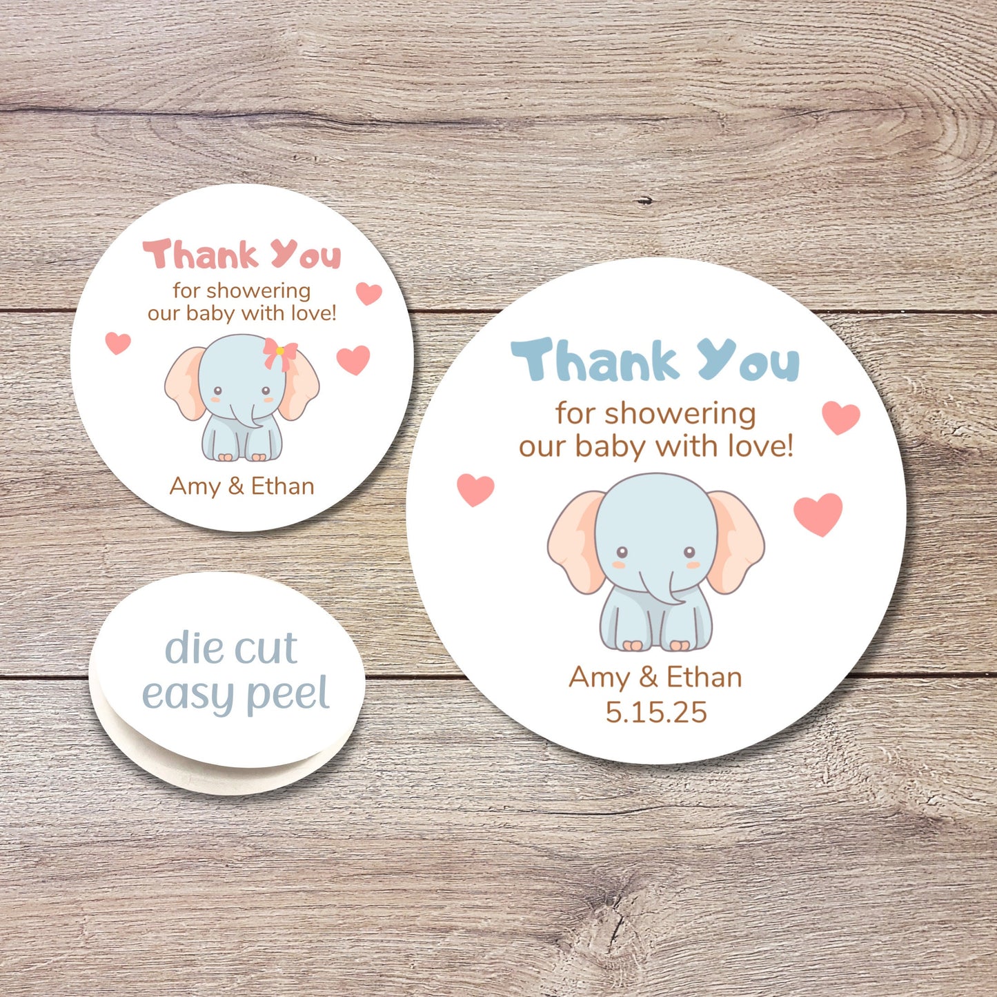 Personalized Baby Shower Stickers, Custom Thank You for Showering Our Baby with Us Labels, Mom to Be Sprinkling Baby Party Favor Sticker