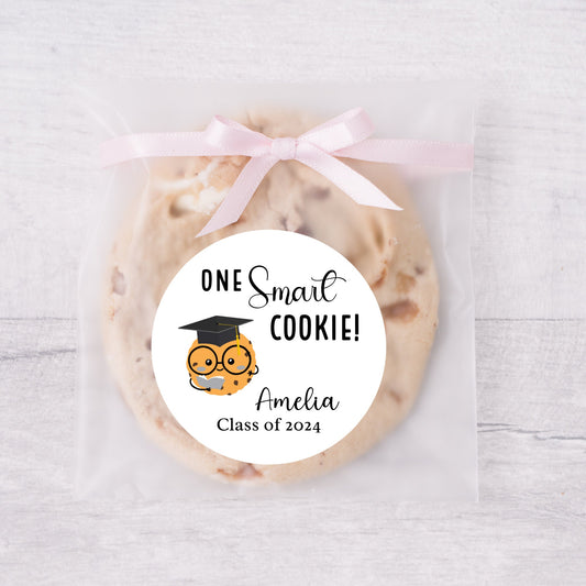 One Smart Cookie Graduation Stickers, Personalized Happy Graduation Labels, Custom Graduation Party Favor, Gift Bags Thank You Envelope Seal