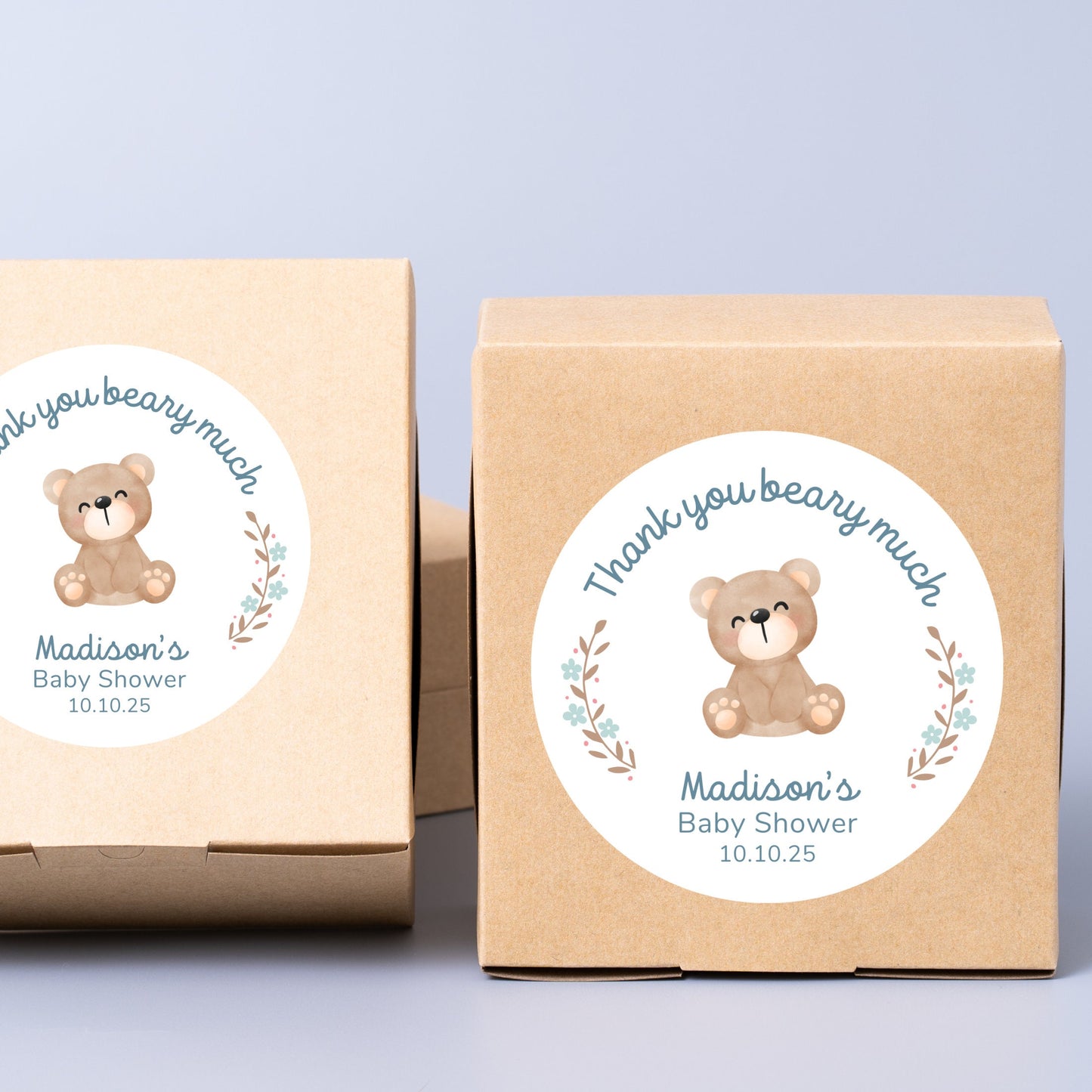 Personalized Baby Shower Stickers, Custom Thank You Beary Much Party Favor Labels, Teddy Bear Baby Girl Baby Boy Shower Stickers