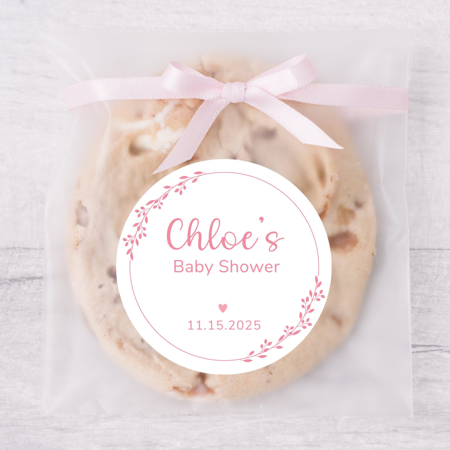 Kraft Baby Shower Stickers, Custom Floral Wreath Thank You Labels, Personalized Baby Party Favor, Kraft Brown Paper Stickers, Various Sizes