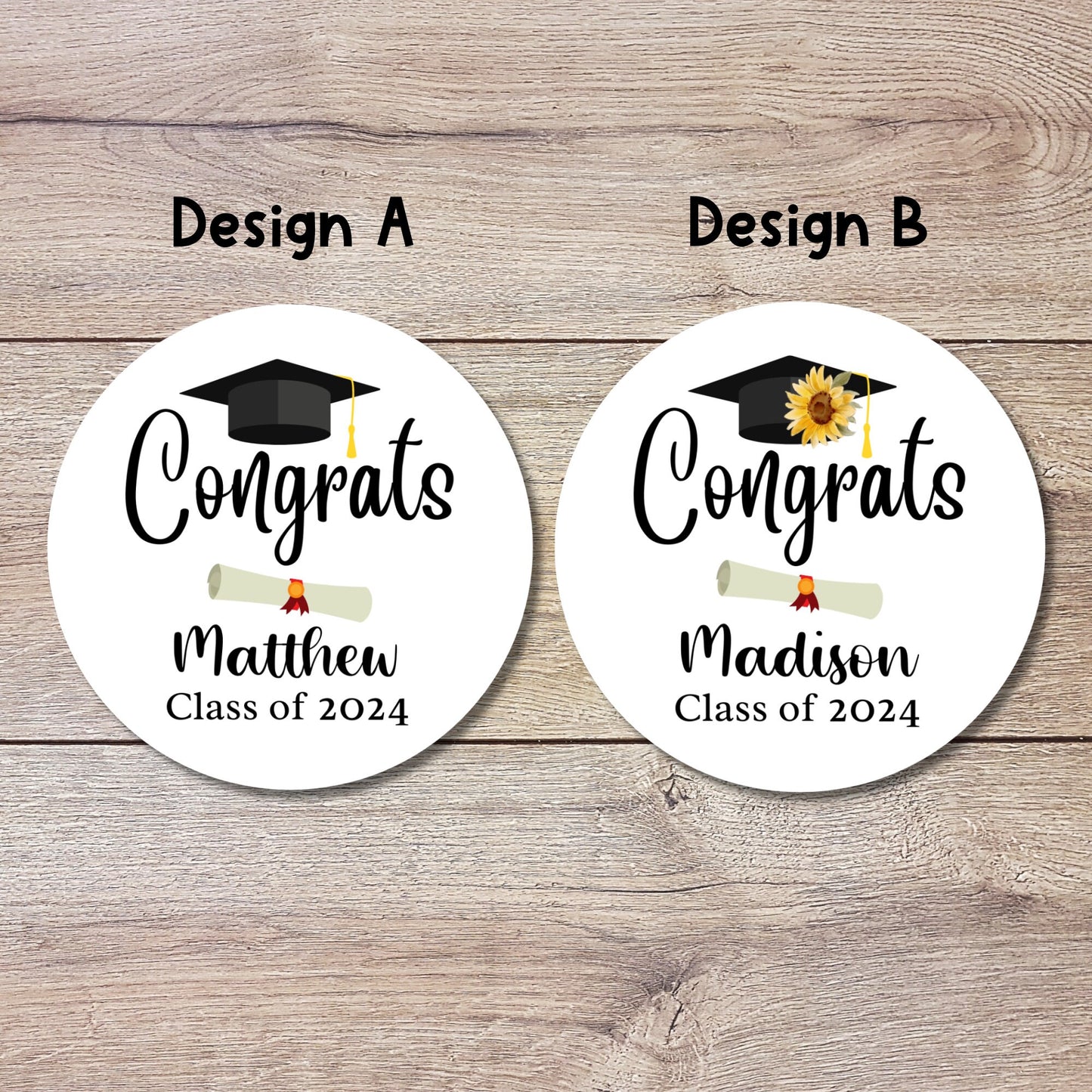 Congrats Graduation Stickers, Personalized Floral Happy Graduation Labels, Custom Graduation Party Favor, Gift Bags Thank You Envelope Seal