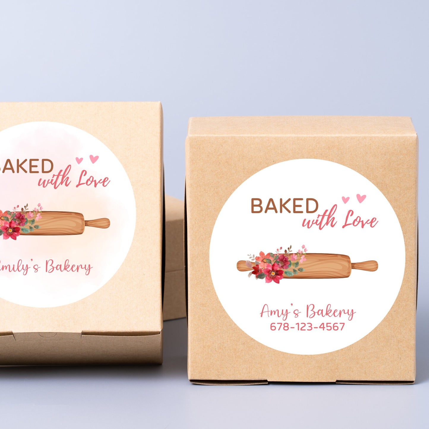Personalized Baked with Love Stickers, Customized Baked Goods Label, Homemade with Love Small Business Bakery Packaging Label Baking Sticker