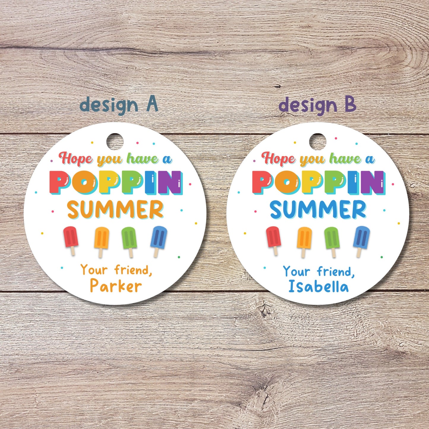 Have A Poppin Summer Happy Last Day of School Tags, School Party Favor Gift Tags, End of School Party Treat Bag Tags, Kids Summer Fun Tags