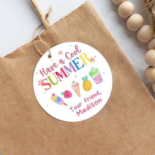 Have A Cool Summer, Happy Last Day of School Tags, School Party Favor Gift Tags, End of School Party Treat Bag Tags, Kids Summer Fun Tags