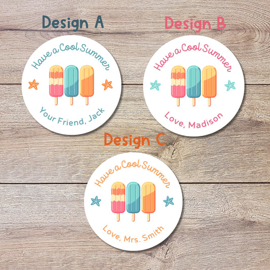 Personalized School Party Stickers, Have a Cool Summer Label, End of School Party Treat Bag Sticker, Last Day of School Party Stickers