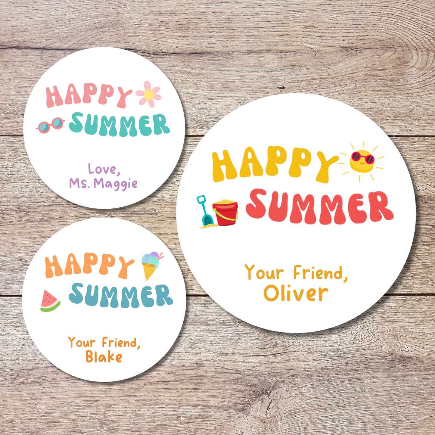 Happy Summer School Party Sticker, Personalized School Party Label, End of School Party Treat Bag Sticker, Last Day of School for Girls Boys