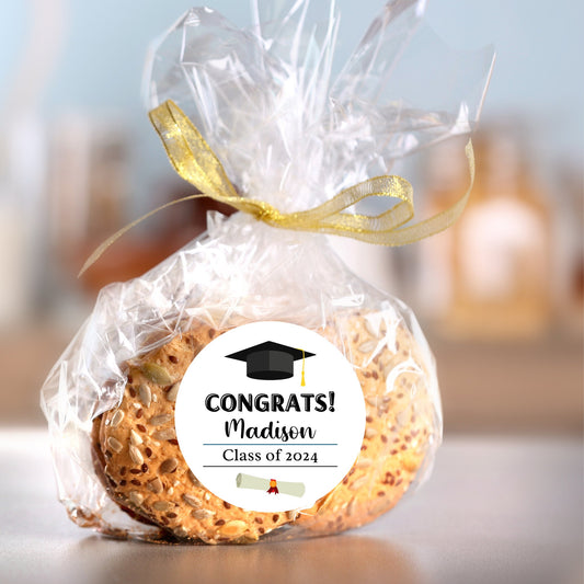 Congrats Graduation Stickers, Personalized Floral Happy Graduation Labels, Custom Graduation Party Favor, Gift Bags Thank You Envelope Seal