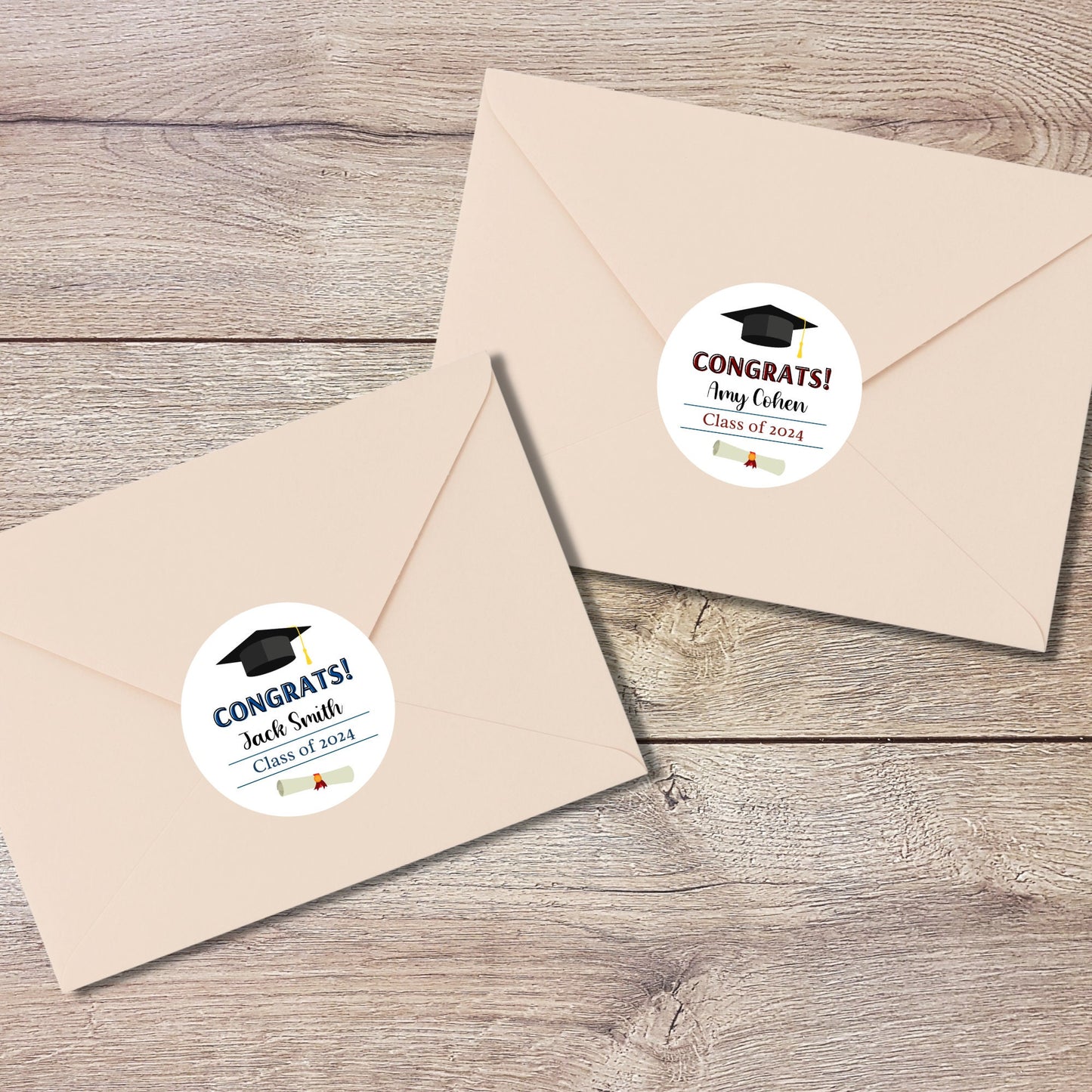 Congrats Graduation Stickers, Personalized Floral Happy Graduation Labels, Custom Graduation Party Favor, Gift Bags Thank You Envelope Seal