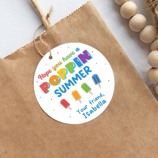 Have A Poppin Summer Happy Last Day of School Tags, School Party Favor Gift Tags, End of School Party Treat Bag Tags, Kids Summer Fun Tags