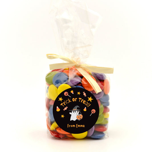 Personalized Halloween Stickers, Ghost Trick or Treat Custom Halloween Party Favor Labels