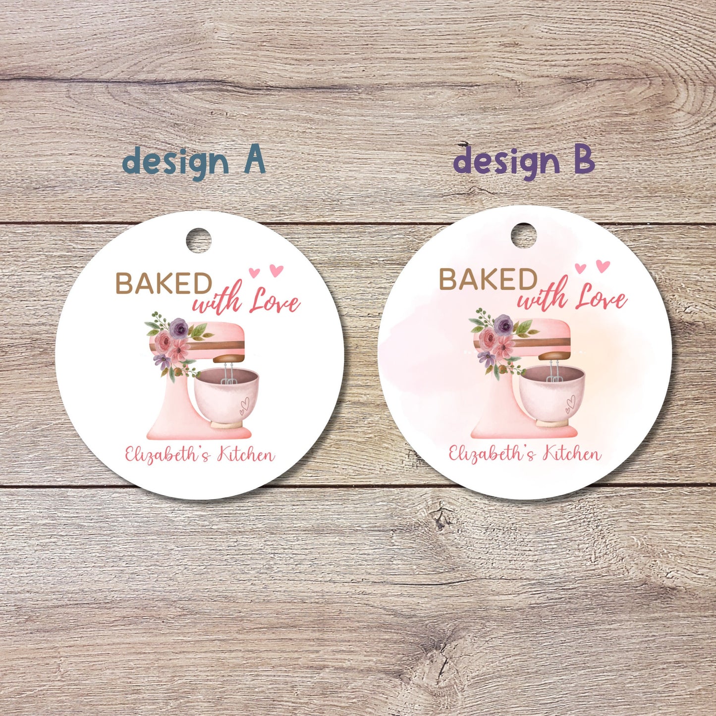 Personalized Baked with Love Gift Tags, Matte Finish, Customized Baked Goods Tags, Baking Tags, Small Business Bakery Packaging Tags