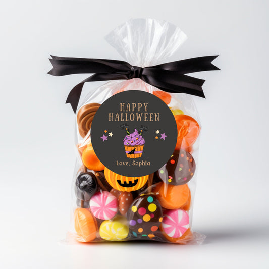 Personalized Halloween Cupcake Stickers, Custom Halloween Goody Bag Label, Printed Kids School Event Label, Halloween Baked Goods Sticker