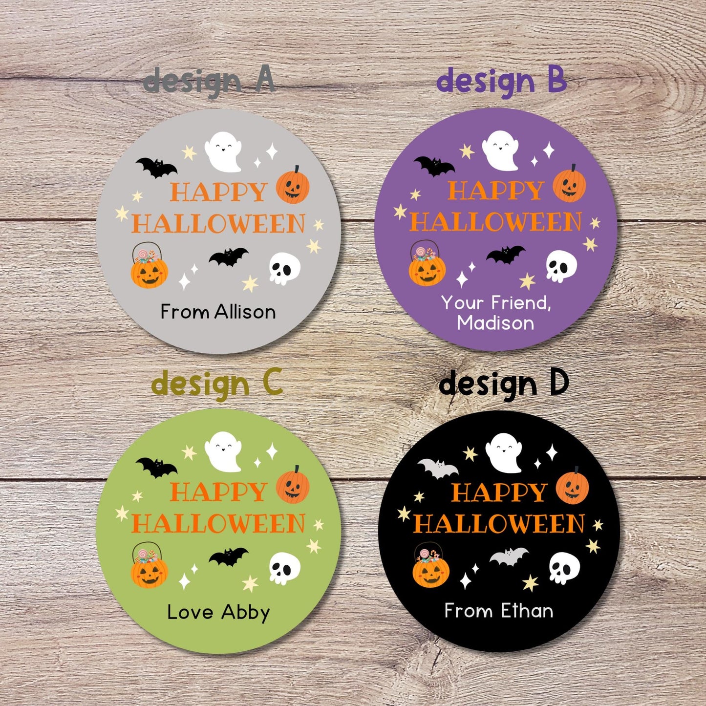 Personalized Halloween Stickers, Custom Halloween Goody Bag Label, Printed Kids Happy Halloween School Event Label, Baking Package Labels