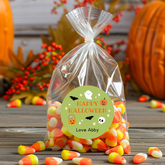 Personalized Halloween Stickers, Custom Halloween Goody Bag Label, Printed Kids Happy Halloween School Event Label, Baking Package Labels