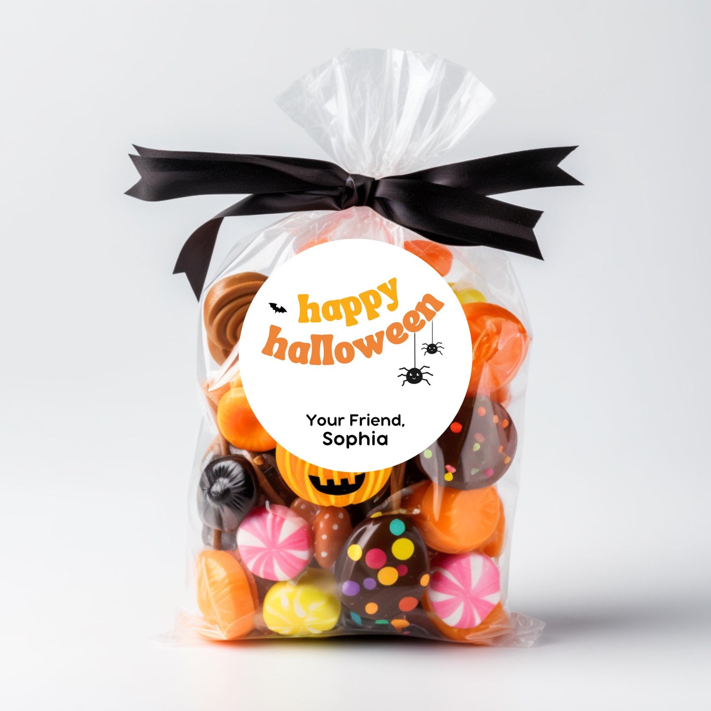 Personalized Happy Halloween Stickers, Custom Goody Bag Label, Kids Halloween School Event Label, Cute Holiday Party Favor Sticker