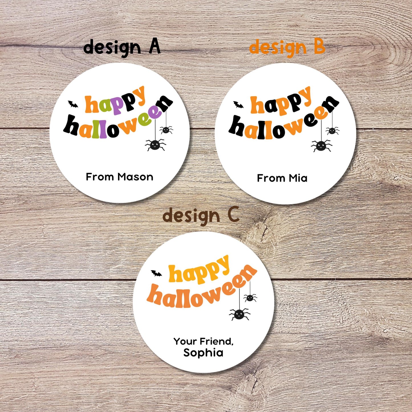 Personalized Happy Halloween Stickers, Custom Goody Bag Label, Kids Halloween School Event Label, Cute Holiday Party Favor Sticker