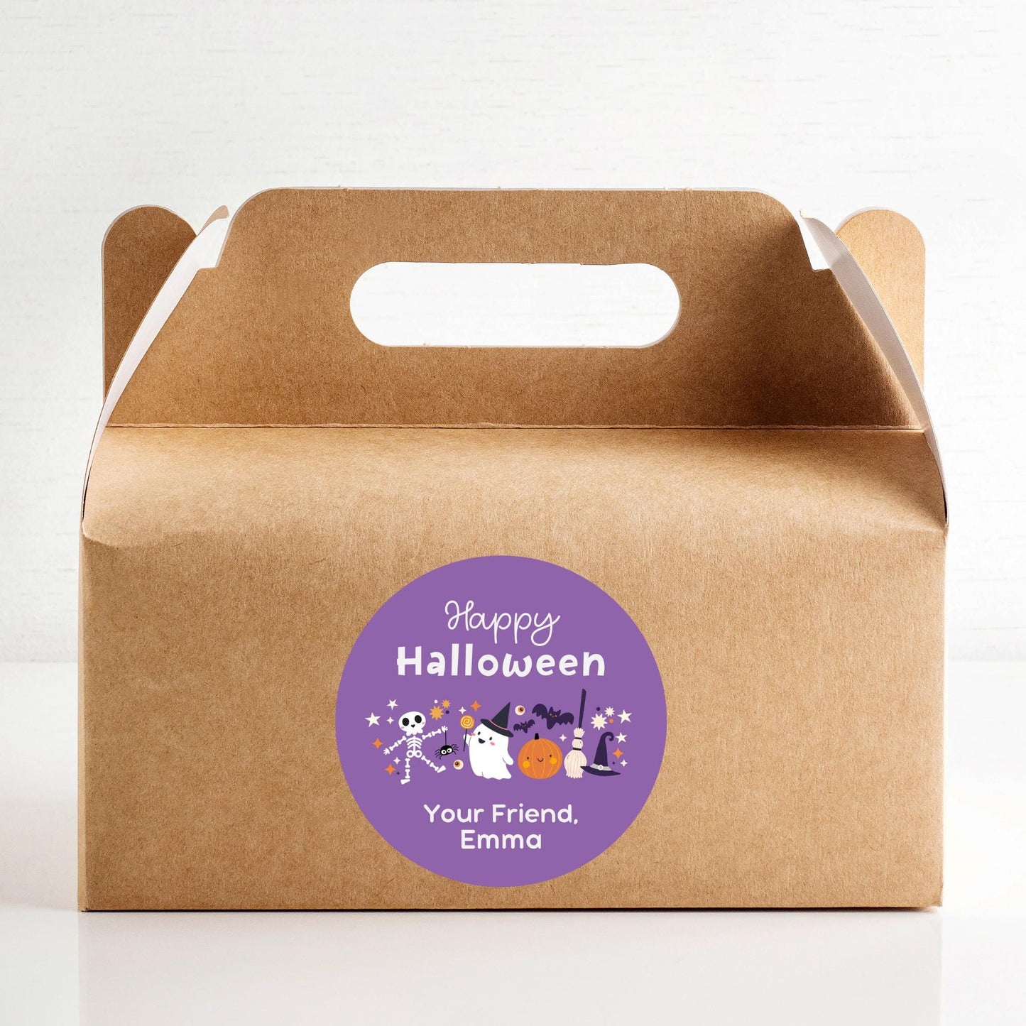 Personalized Halloween Ghost & Friends Stickers, Custom Halloween Goody Bag Label, Printed Kids Happy Halloween School Event Gift Label