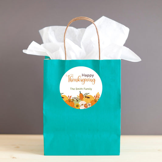 Personalized Happy Thanksgiving Stickers, Autumn Fall Thankful Greetings Invitation Envelope Seal, Custom Party Favor Label,Easy to Peel