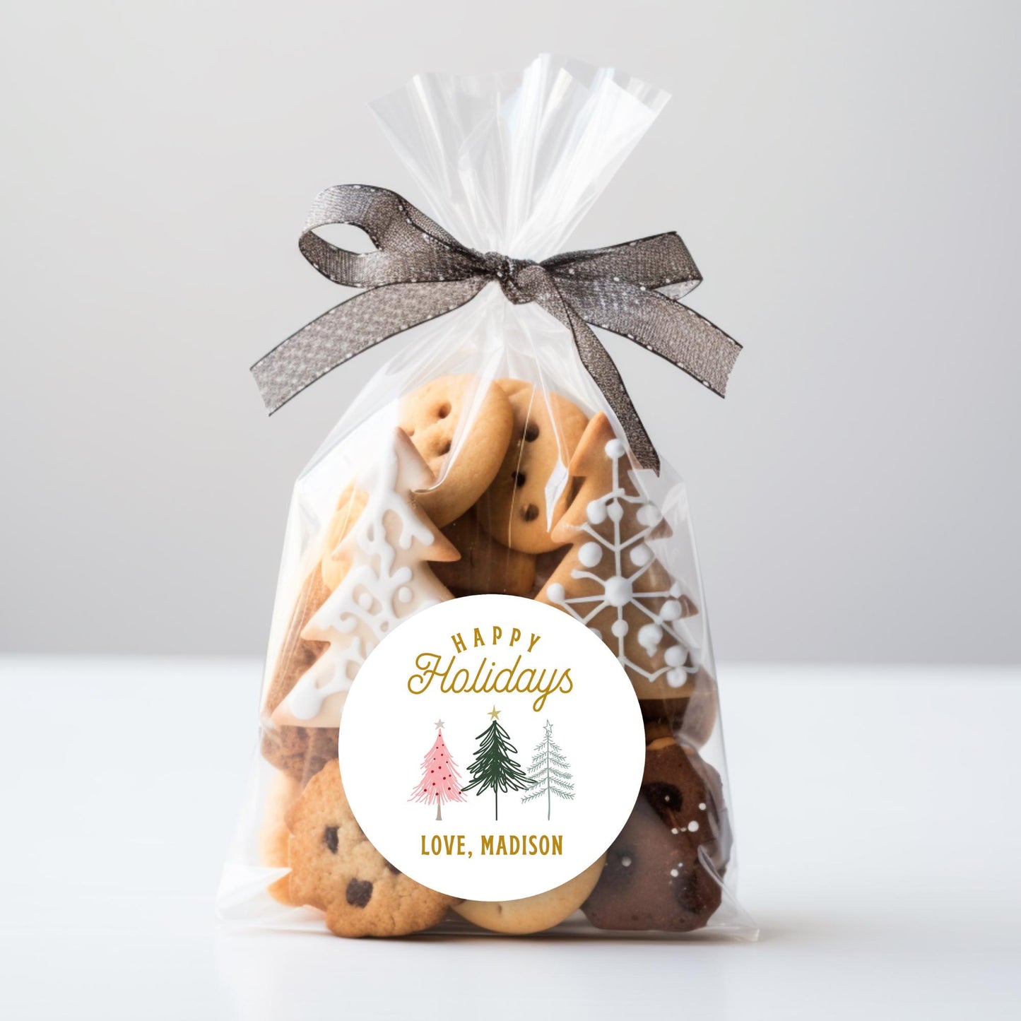 Personalized Christmas Tree Stickers, Custom Happy Holidays Merry Christmas Labels, Party Favor Gift Tags, Gift Boxes, Envelope Seals