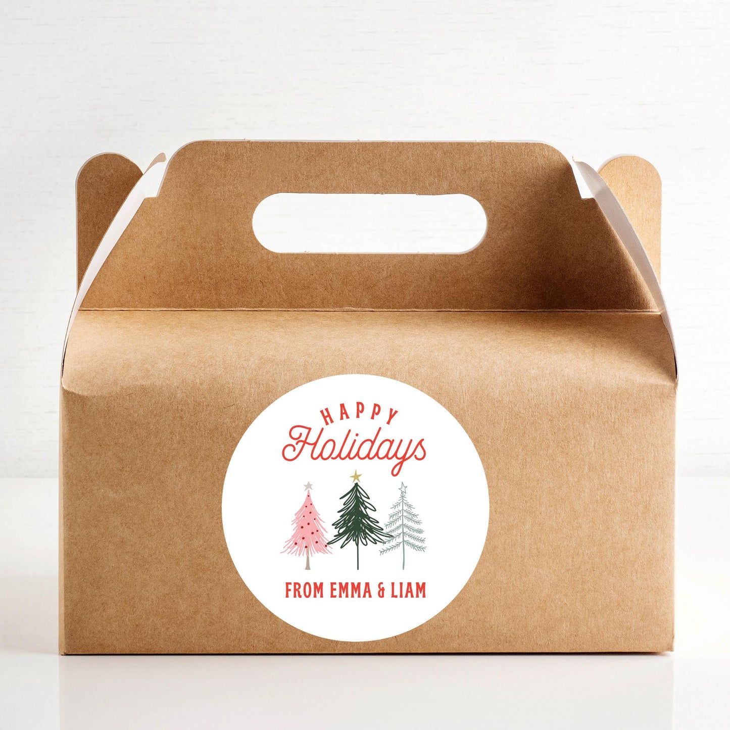 Personalized Christmas Tree Stickers, Custom Happy Holidays Merry Christmas Labels, Party Favor Gift Tags, Gift Boxes, Envelope Seals