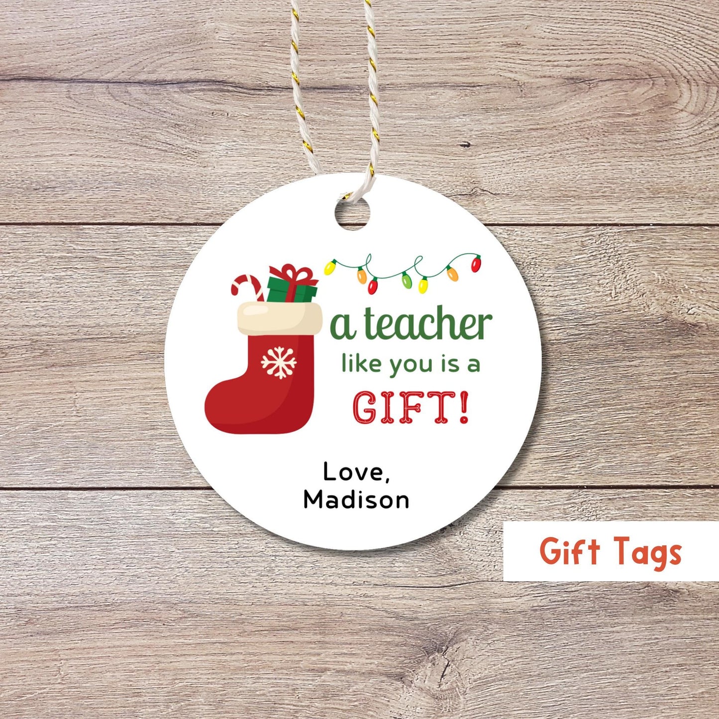 Personalized Christmas Teacher Gift Tags, Custom Holiday Gift Tags, Matte Finish, A Teacher Like You is Gift, School Event Tags, Baking Gift