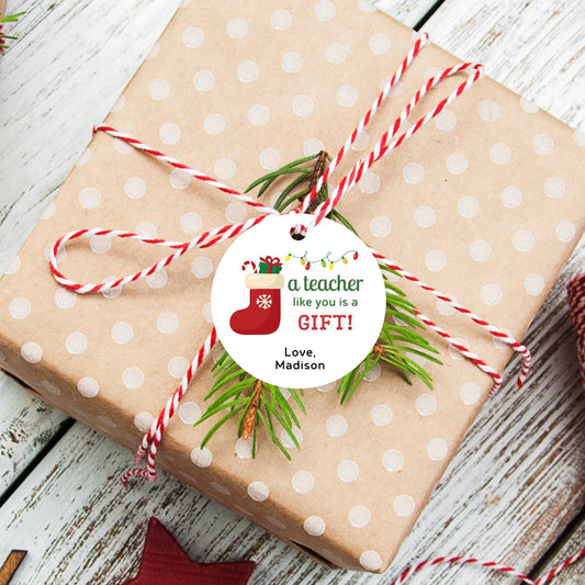 Personalized Christmas Teacher Gift Tags, Custom Holiday Gift Tags, Matte Finish, A Teacher Like You is Gift, School Event Tags, Baking Gift