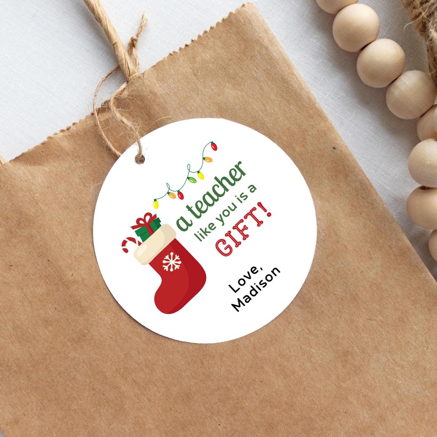 Personalized Christmas Teacher Gift Tags, Custom Holiday Gift Tags, Matte Finish, A Teacher Like You is Gift, School Event Tags, Baking Gift