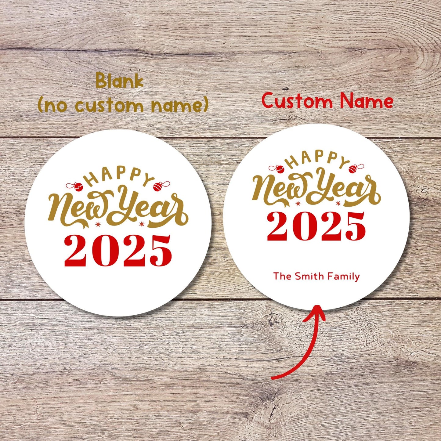 Personalized Happy New Year 2025 Stickers, Custom New Year's Eve Party Labels, Holiday Baking Party Favor Treat Bags Gift Labels