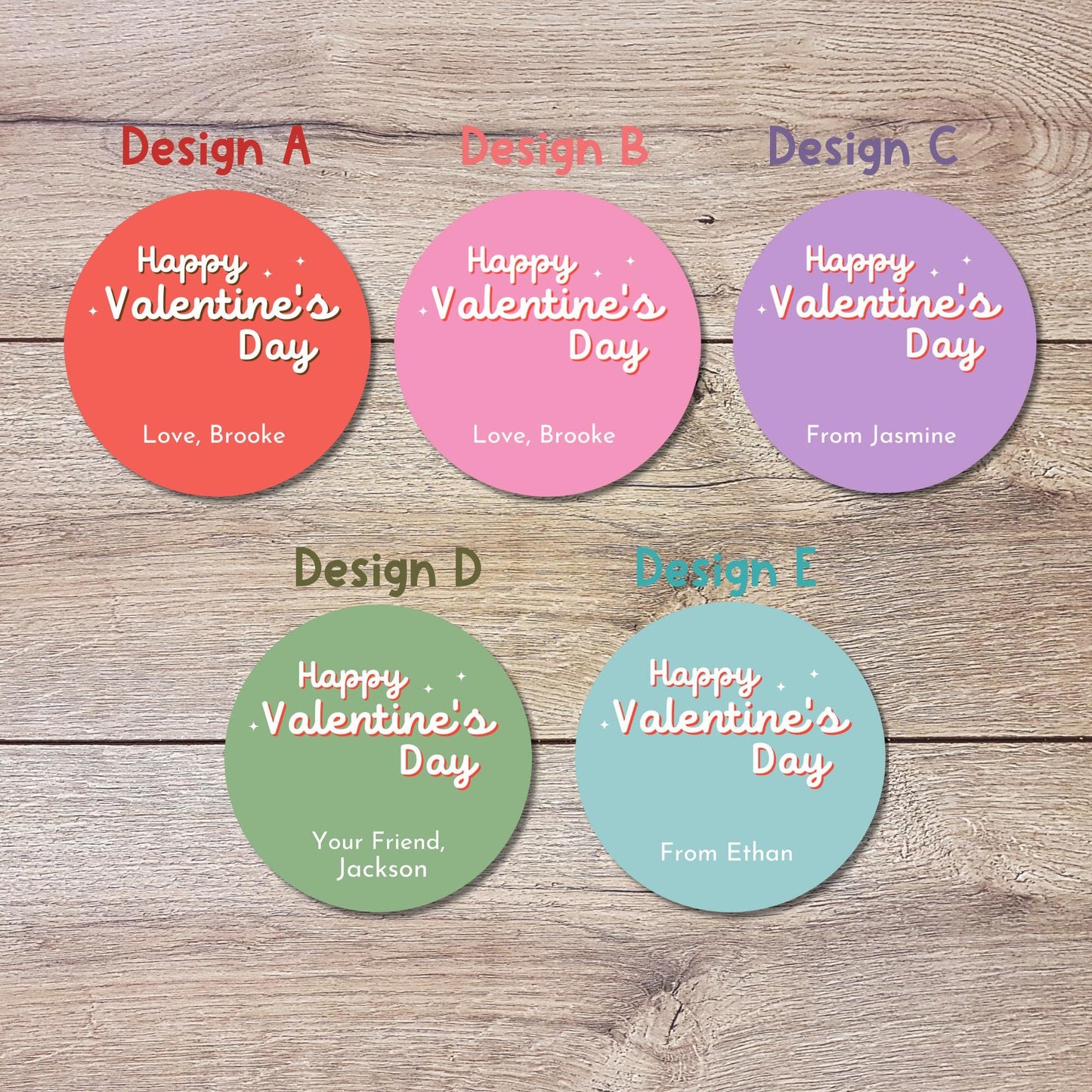 Personalized Valentine's Day Stickers, Happy Valentine Label, Custom School Classroom Party Favor Treat Bag Stickers, Homemade Baked Goods
