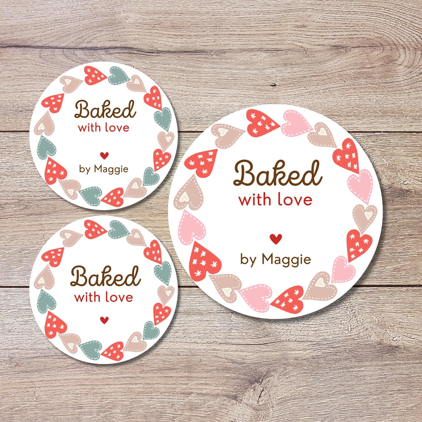 Valentine Baking Stickers, Personalized Valentine Baked with Love Labels, Custom Made with Love Gift Tags, Happy Valentine Home Baking
