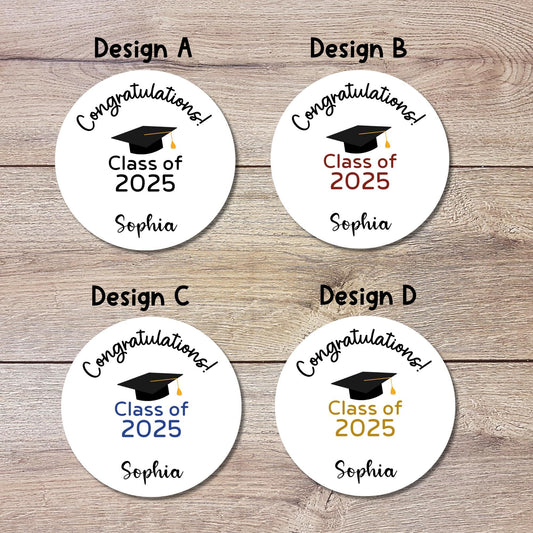 Personalized Graduation Stickers, Happy Graduation Labels, Custom Graduation Party Favor Gift Bag Invitation Sticker, Grad Party